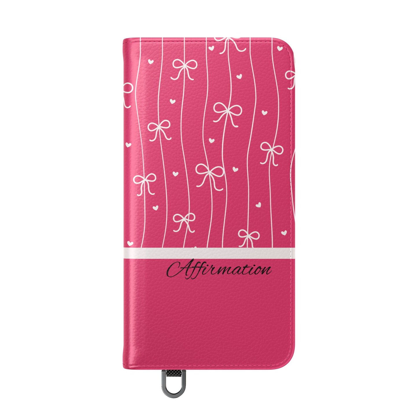 Personalized Pink Bow Coquette Flip iPhone and Samsumg Case — Custom Name or Affirmation Wallet Cover