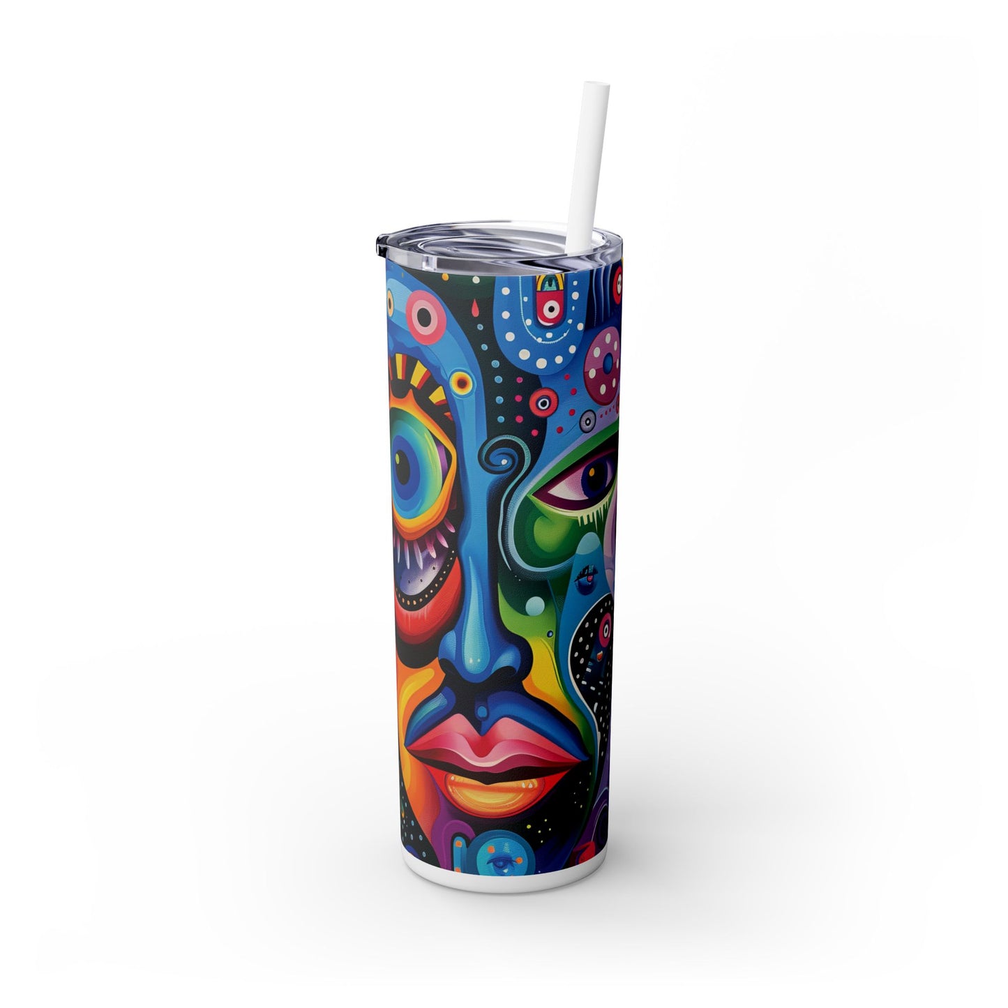 Psychedelic Visions Skinny Tumbler with Straw, 20oz