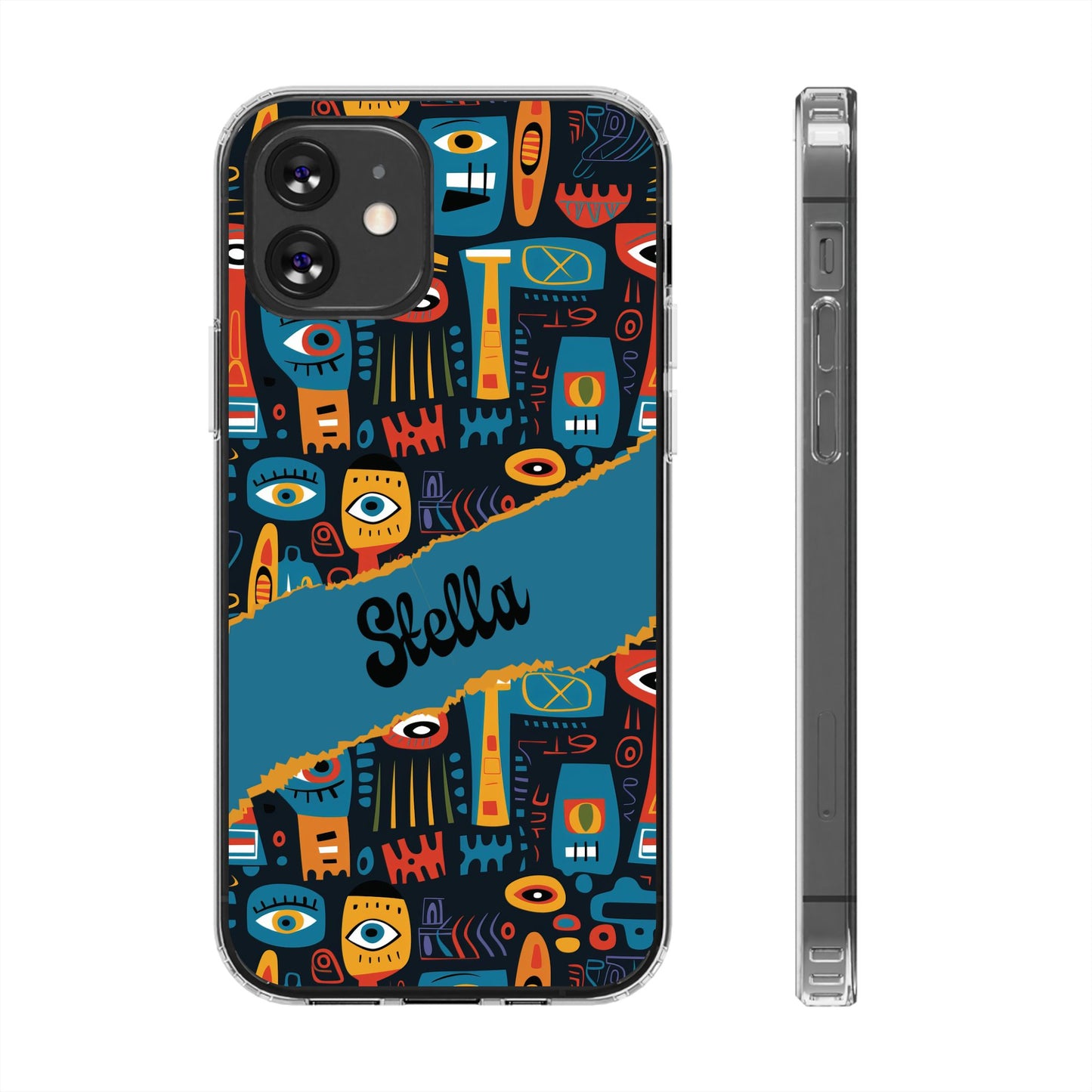 Phone Case — Colorful Abstract Faces Clear Impact-Resistant Case