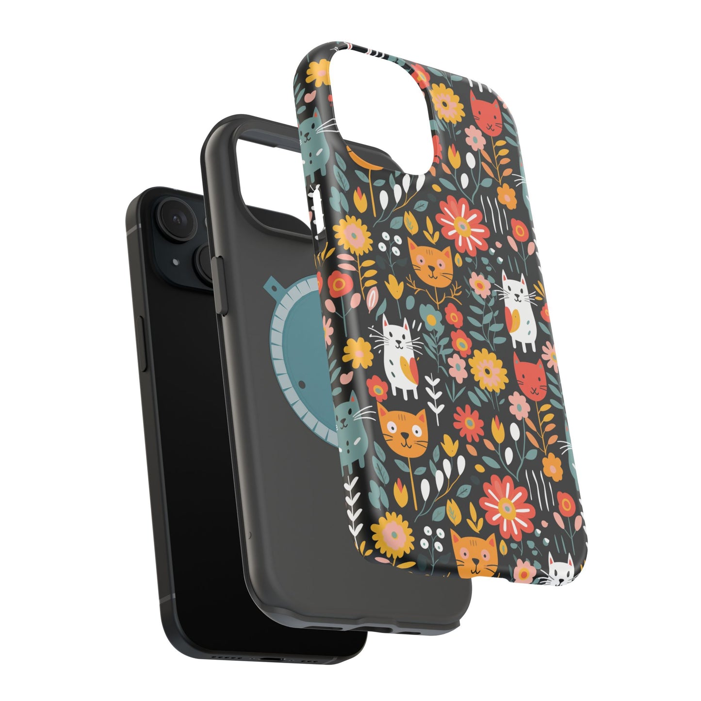 Whimsical Feline Garden Magnetic Tough iPhone Cases