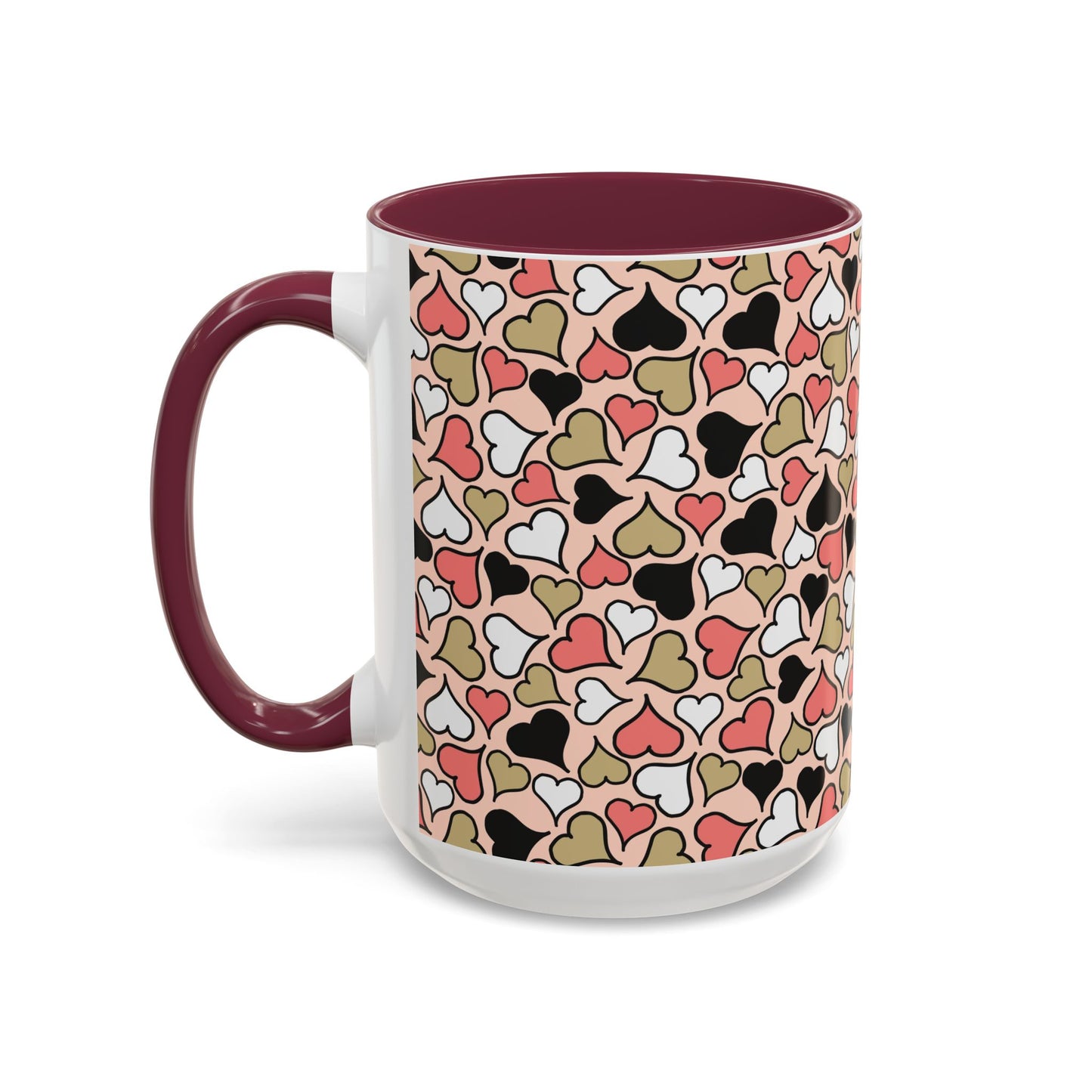 Heart Patterned Coffee Mug - Colorful Love Design, Perfect for Gifts & Celebrations