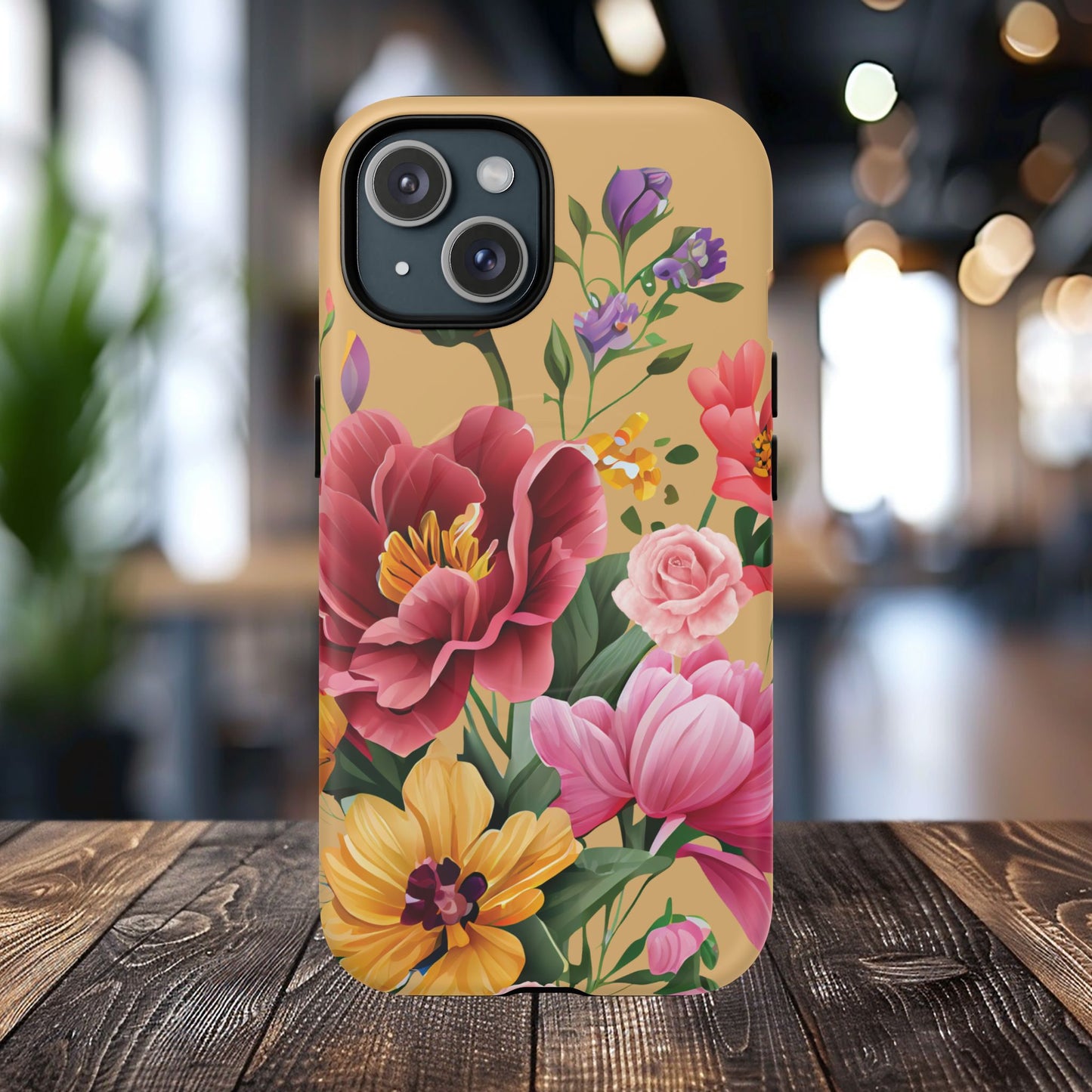 Sunset Botanica Tough iPhone Magnetic Case, Gifts for Her, MagSafe® iPhone® Tough Case, iPhone 13, 14, iPhone 15, iPhone 16, 17, Pro, Pro Max, Plus.