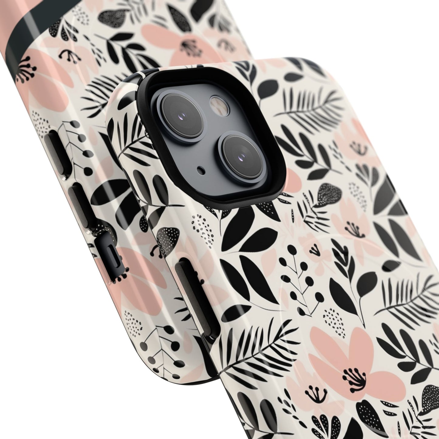 Personalized Floral Blush Garden Whisper Tough Magnetic MagSafe® iPhone® 13, 14, 15, 16, 17, Pro, Pro Max, Plus Cases (Custom Name).