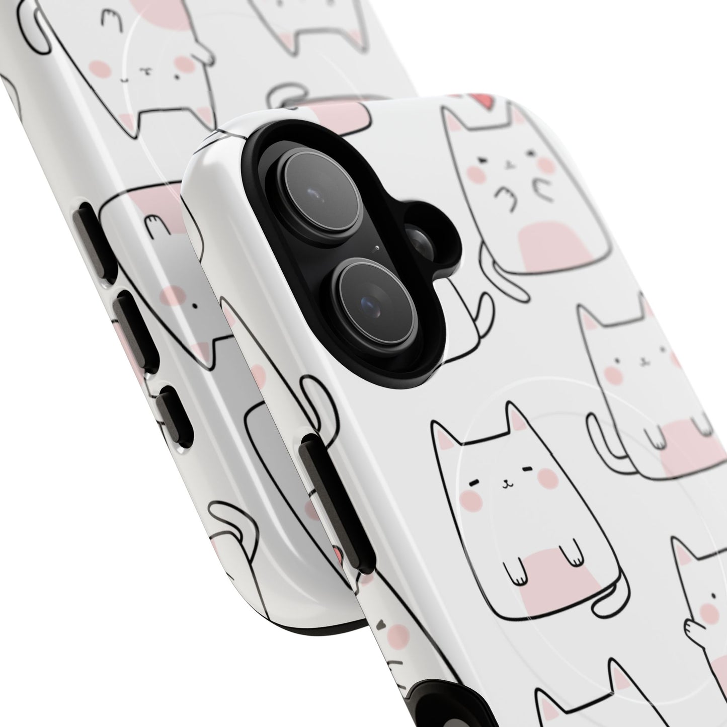 Cute Kawaii Cat Tough Magnetic iPhone Case, Cute Cat Lover Gift, Kawaii iPhone Cover, Tough iPhone Case, Unique Pet Themed Accessory,