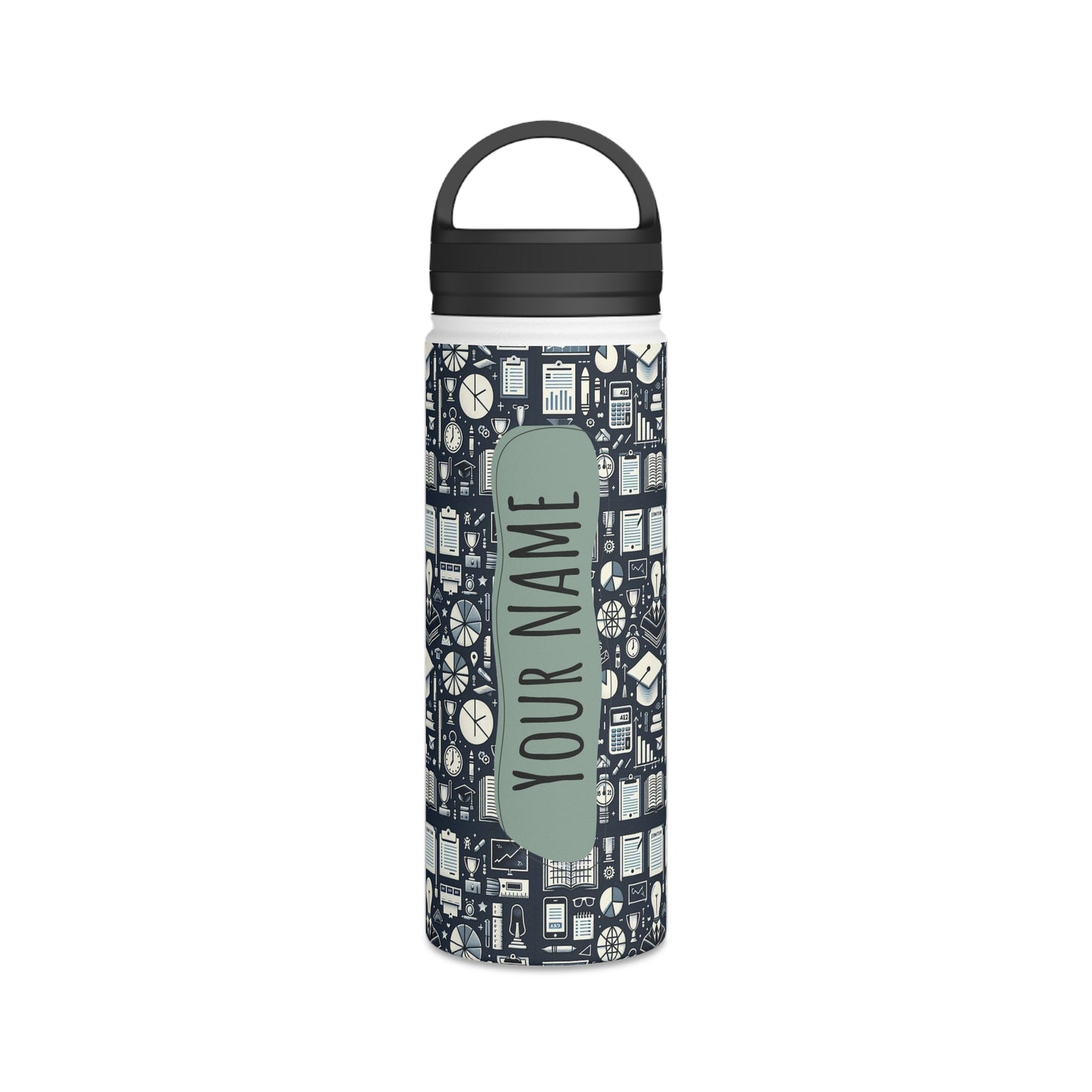 Personalized Name Stainless Steel Water Bottle, Handle Lid, Custom Gift Water bottle.