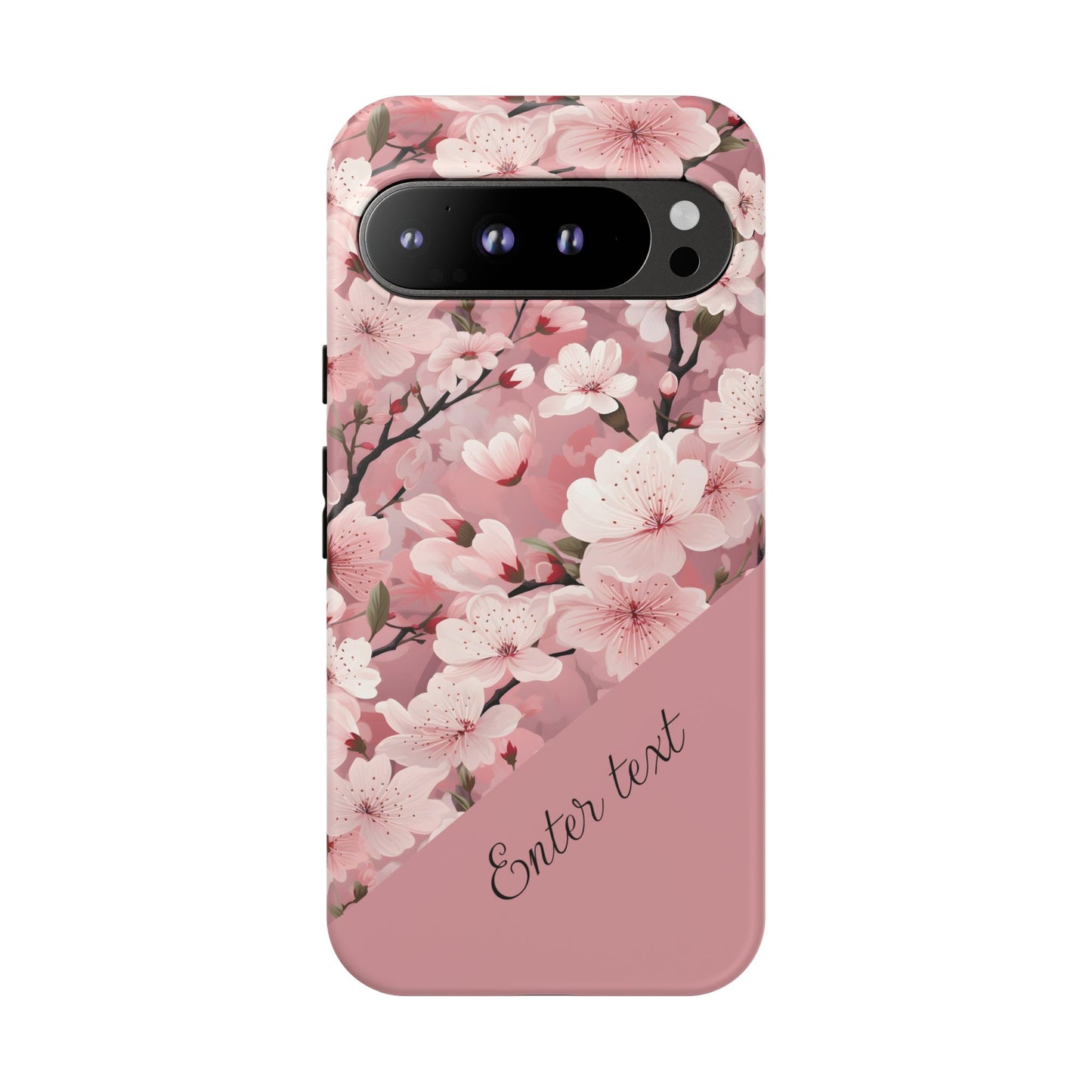 Personalized Cherry Blossom Tough Phone Case — Pink Floral Protective Case for Samsung & Google