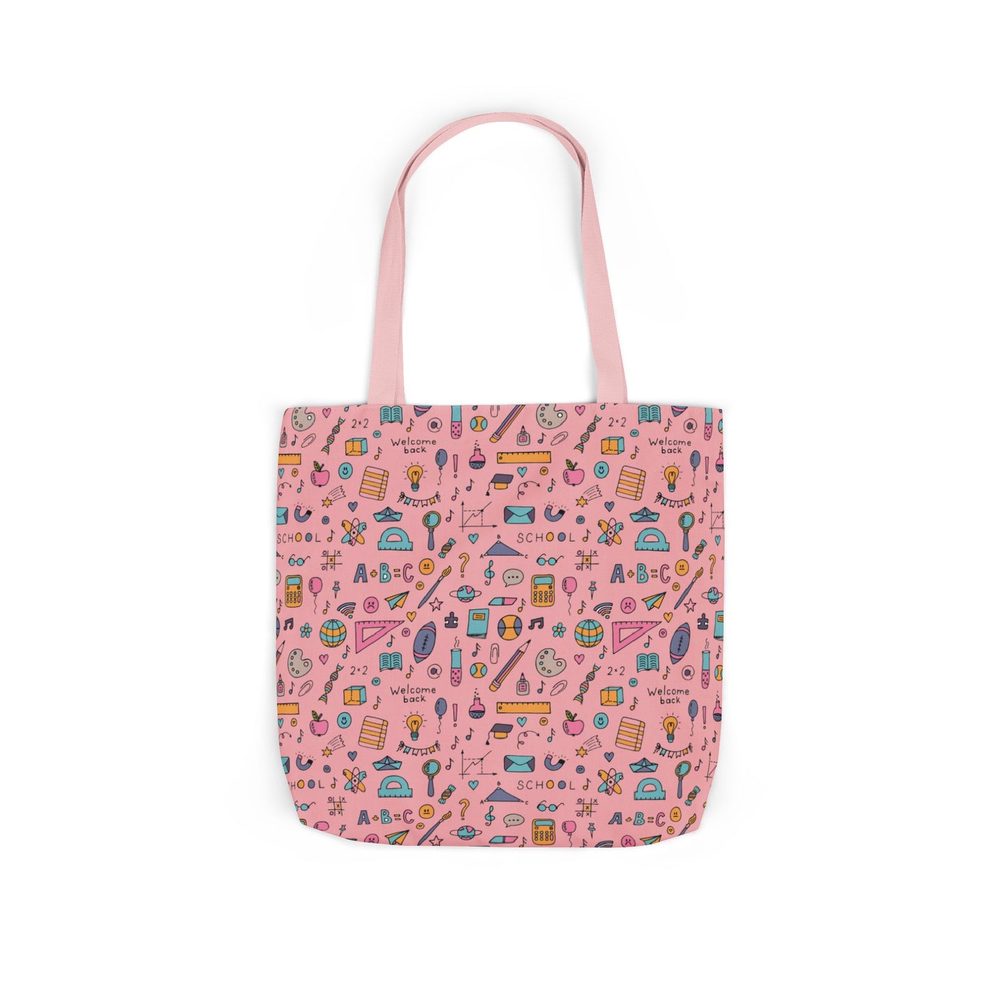 Personalized Pink Chalkboard Chic Composition Book Inspired Canvas Tote Bag with Colorful Straps, Cute School Bag, Eco-Friendly Tote, Back to School Shopping Bag, Teacher Gift Idea