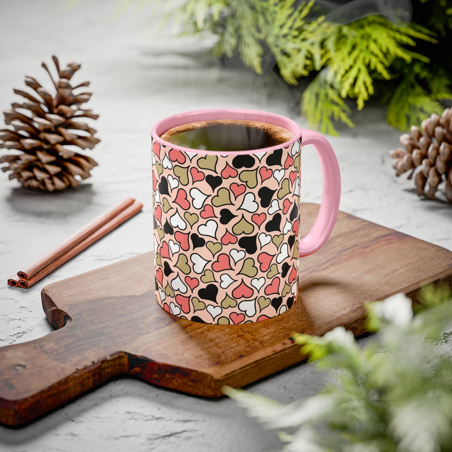 Heart Patterned Coffee Mug - Colorful Love Design, Perfect for Gifts & Celebrations