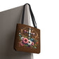 Faith and Floral Cross Heart Tote Bag