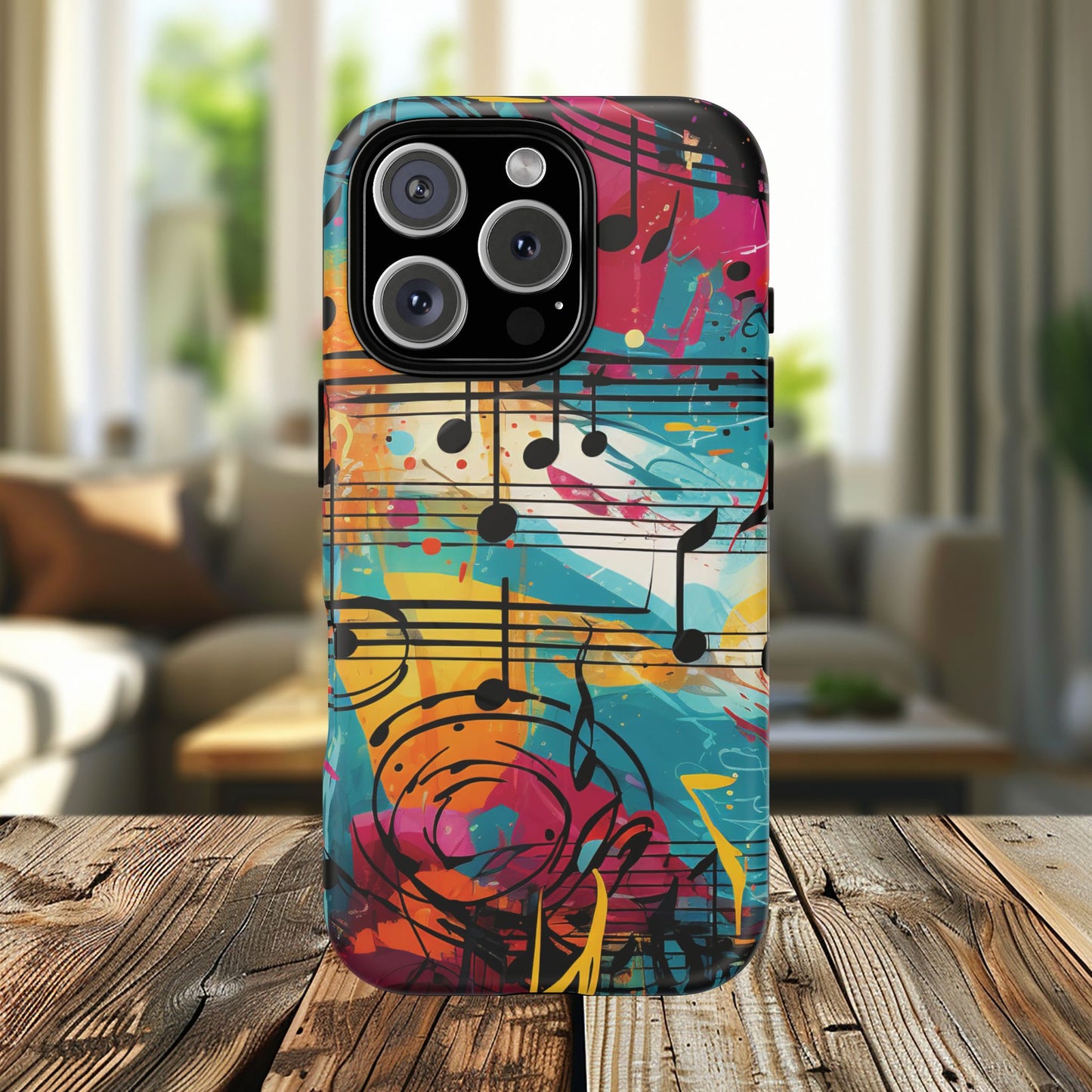 Vibrant Music Note Phone Case, Tough Magnetic Case, Music Lover Gift, Colorful Phone Accessory, Customizable Phone Cover, Unique Gift Idea