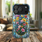 Floral Stained Glass Tough Magnetic Case, Durable Phone Cover, Gift for Nature Lovers, Unique Floral Design, Phone Accessories for All Occasions.