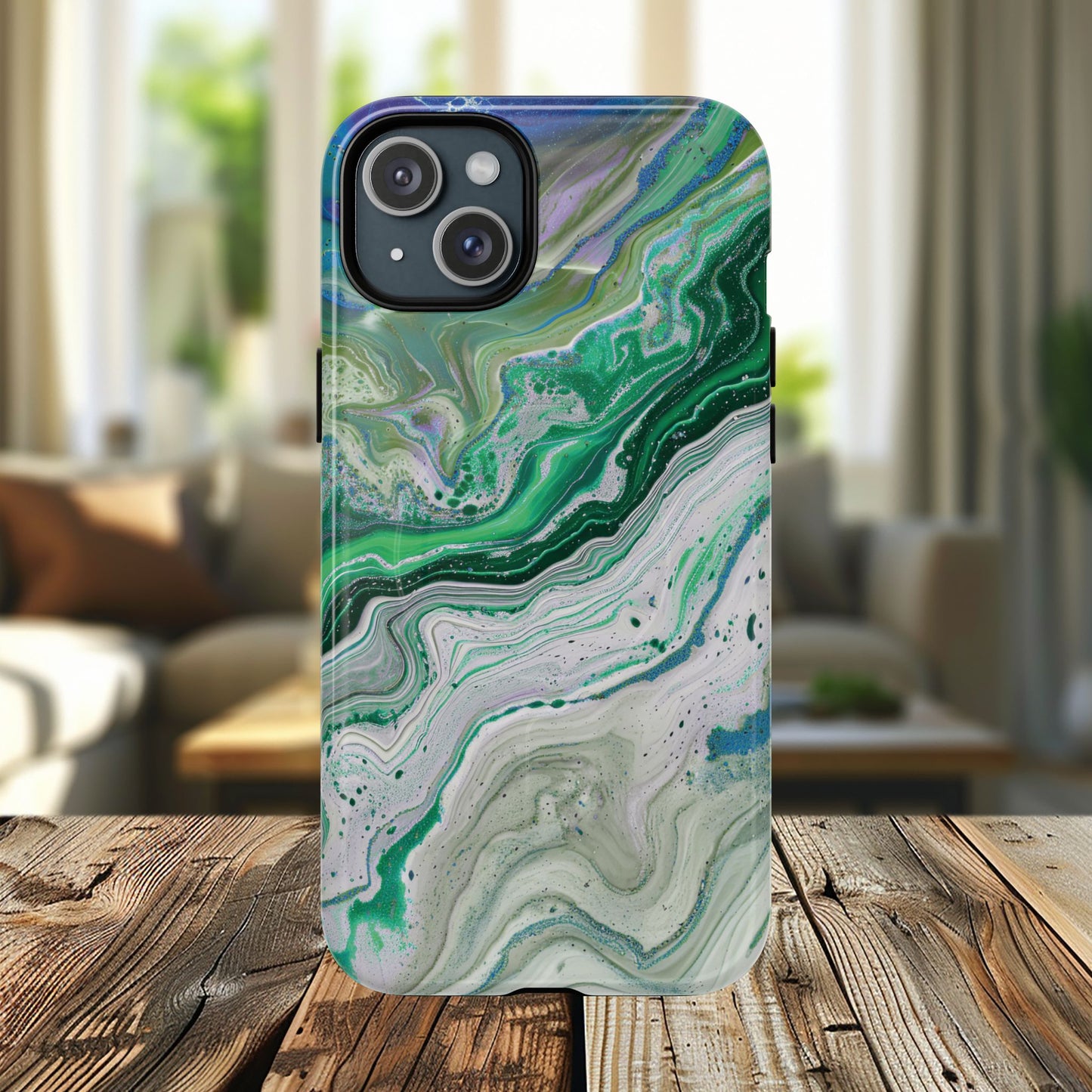 Marbled Tough iPhone Case, Magnetic Protector, Stylish Tech Accessory, Durable iPhone Cover, Unique Gift Idea