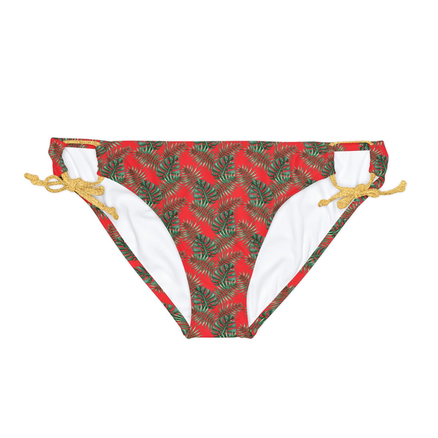 Red Tropical Bliss Loop Tie Side Bikini Bottom (AOP)