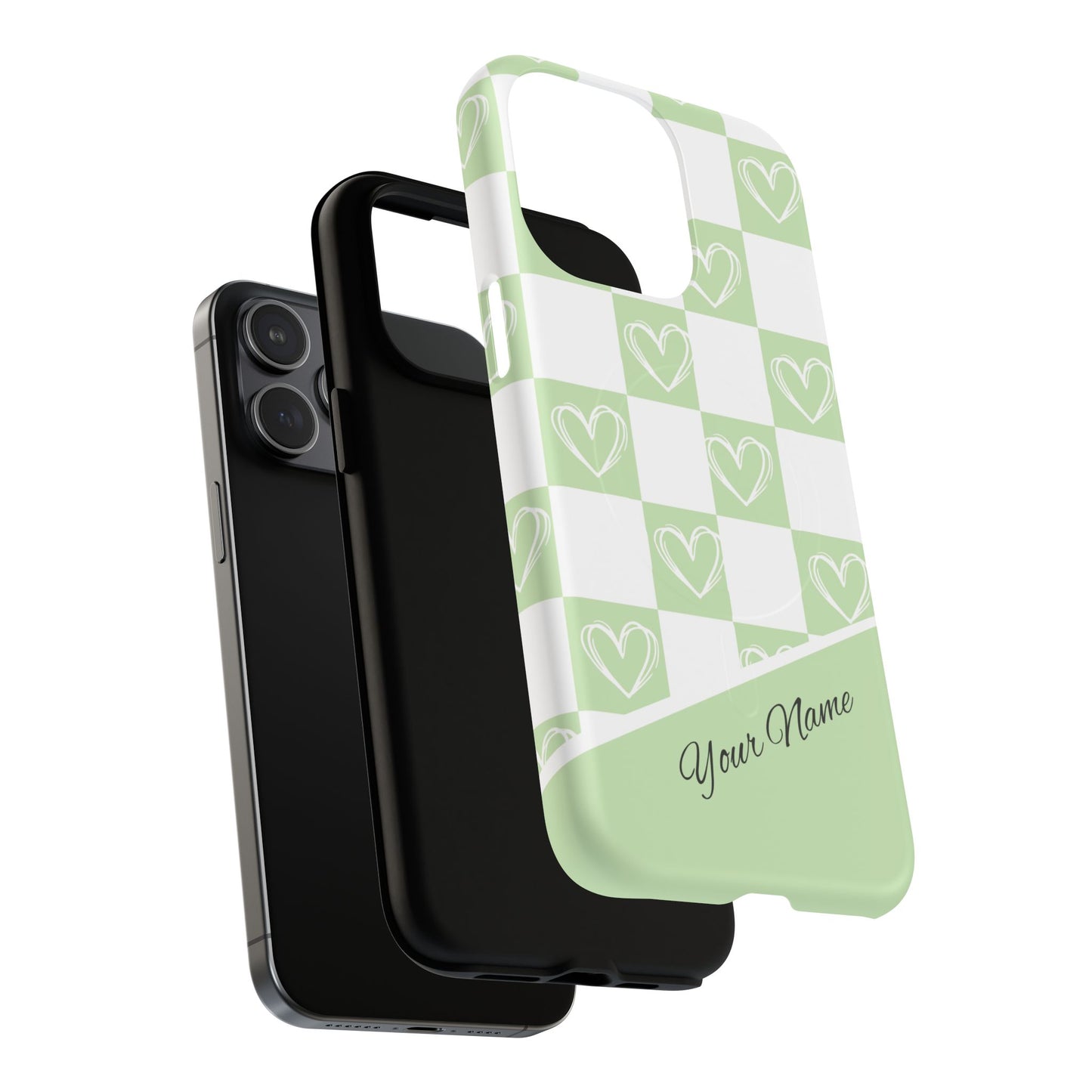 Personalized Chic Heart Pattern iPhone Case | Tough Magnetic Cases, Stylish iPhone Protection, Gift for Her, Trendy Accessories, Everyday Use
