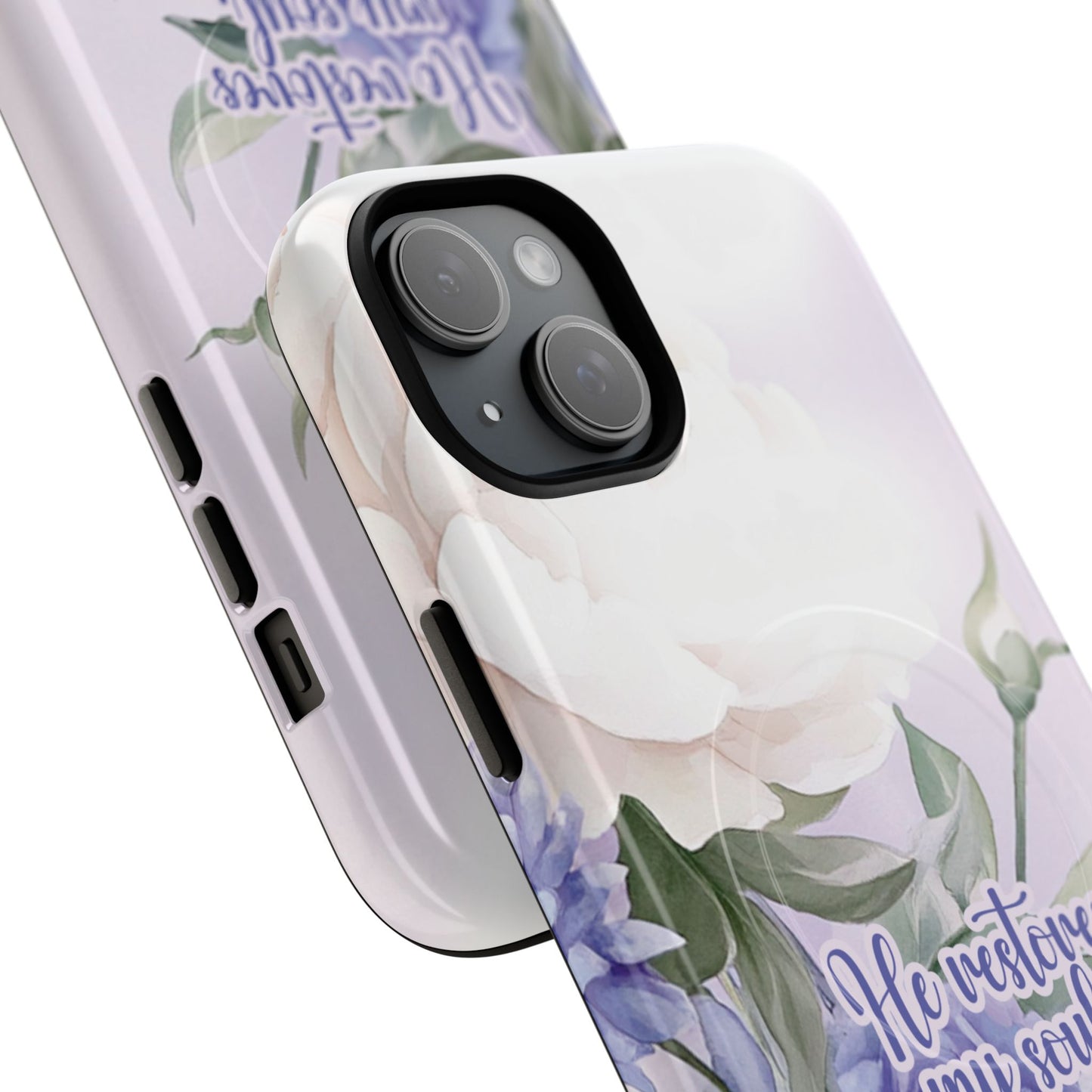 He Restores My Soul Tough iPhone Magnetic Cases, Christian Gift, MagSafe® iPhone® Tough Case, iPhone 13, 14, iPhone 15, iPhone 16, 17, Pro, Pro Max, Plus