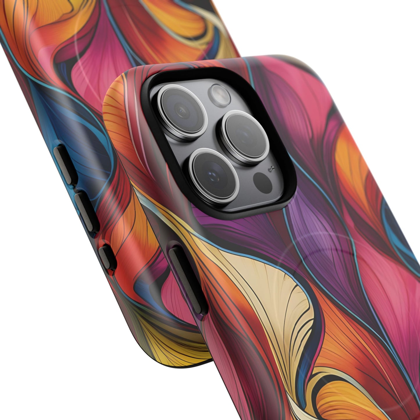 Vibrant Leaf Wave Tough Magnetic Phone Case, Vibrant Smartphone Cover, Unique Protective Case for Gifts, Phone Accessories, Trendy Design