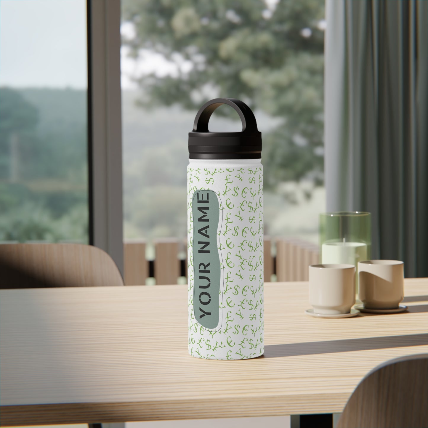 Personalized Stainless Steel Water Bottle, Handle Lid