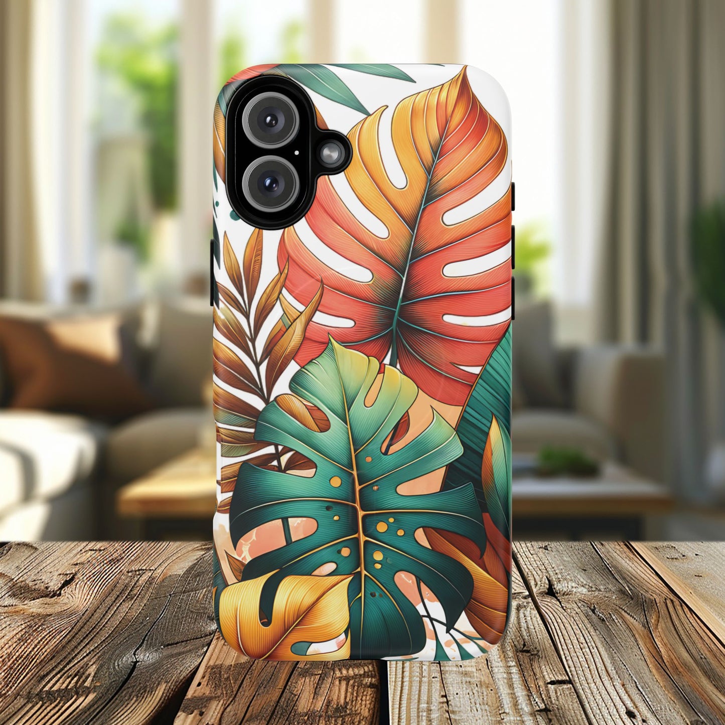 Tropical Monstera Leaf Phone Case - Stylish Tough Magnetic Cases, Floral Protection, Summer Vibe, Gift for Nature Lovers, Trendy Mobile Accessories