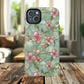 Aqua Bloom Serenity Tough iPhone Magnetic Cases, Cute Flower Design, Stylish Protection, Gift for Her, Trendy Accessories, iPhone MagSafe Accessory.