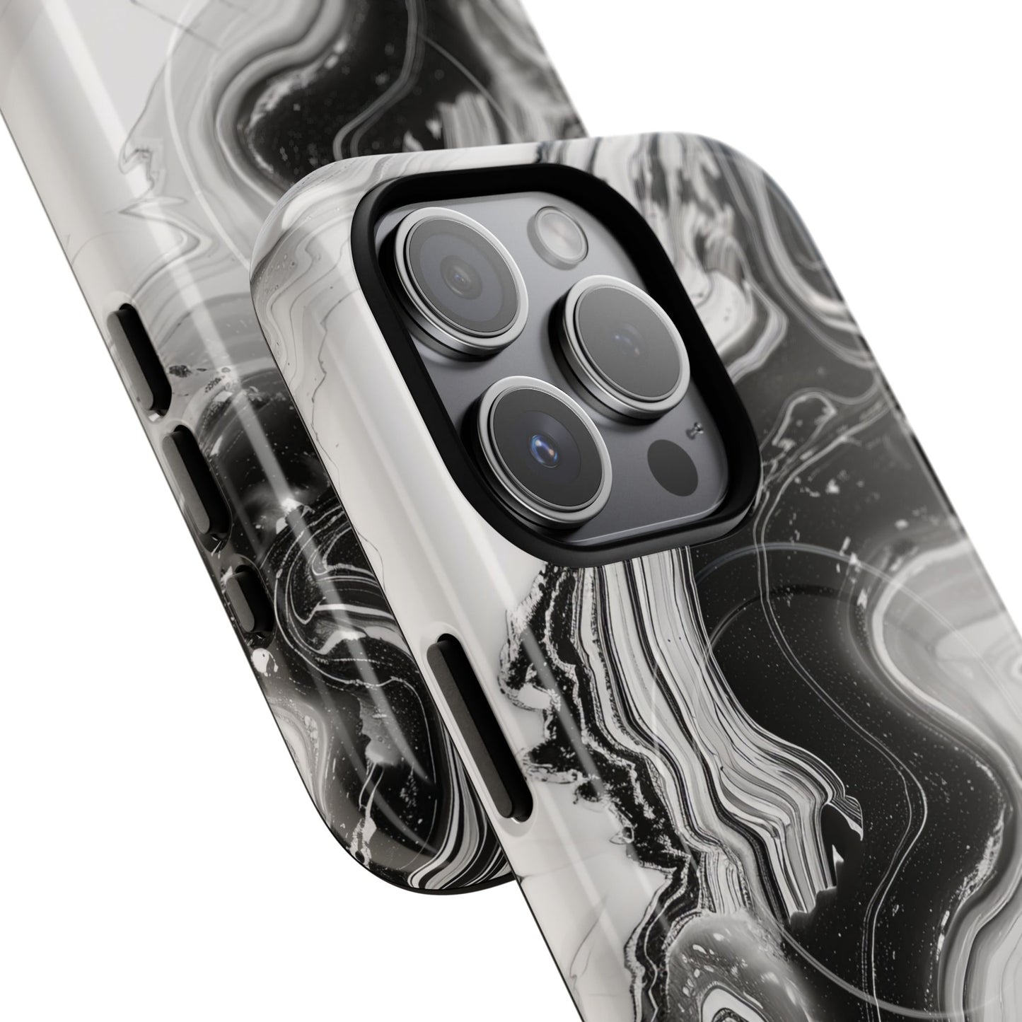 Black Marble Magnetic iPhone Case for Tough Protection, Stylish iPhone Mobile Accessory, Fashionable Gift, Unique Marble iPhone Design, Durable Smartphone Cover
