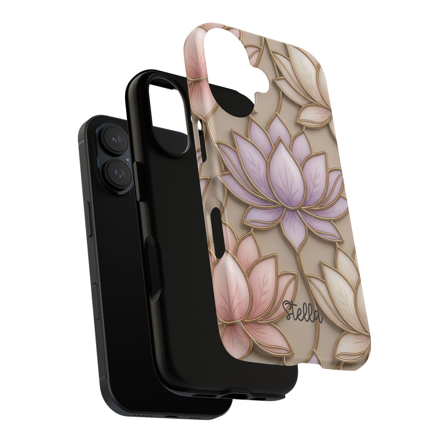 Personalized Lotus Floral Stained Glass Effect Tough Phone Case