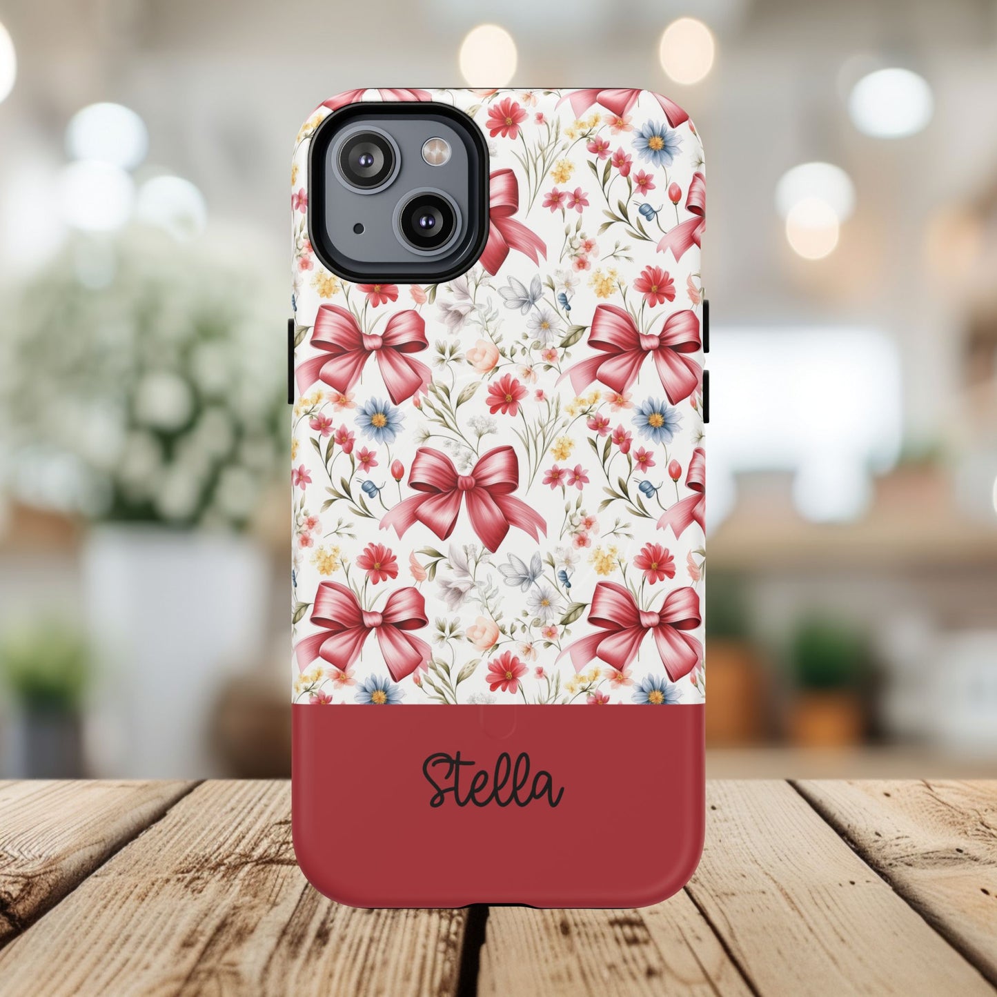 Personalized Rosette Coquette Floral Phone Case - Tough MagSafe® Magnetic Cases, Protective Cover, Stylish Tech Accessory, Gifts for Her