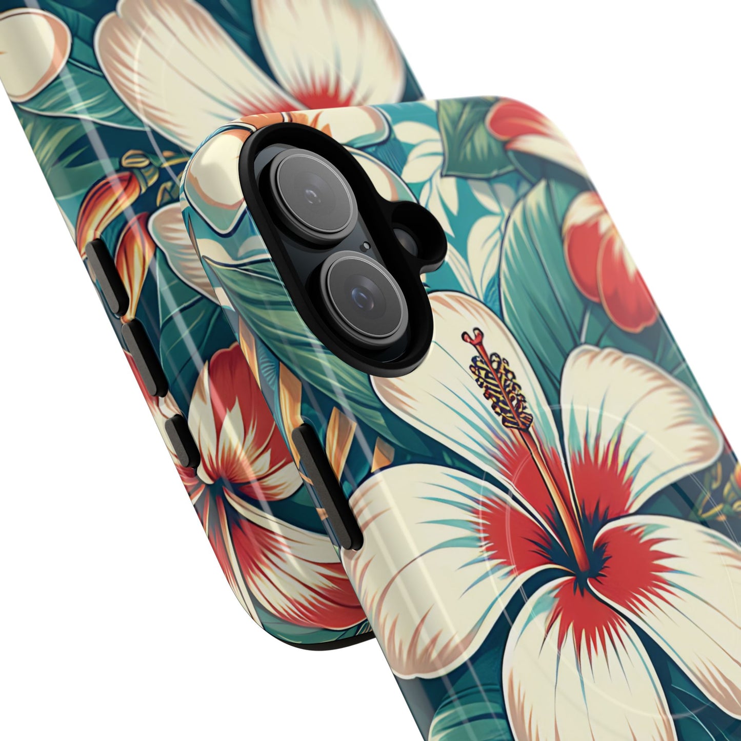 Tough Floral Phone Case, Tropical Hibiscus Design, Gift for Her, Summer Accessory, Customizable Phone Cover