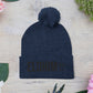 Cozy Pom-Pom Knit Cap with 'ELOHIM, GENESIS 1:1'  Embroidery Beanie - Stylish Winter Accessory for All Ages, Perfect Gift for Birthdays, Holidays, and Outdoor Activities