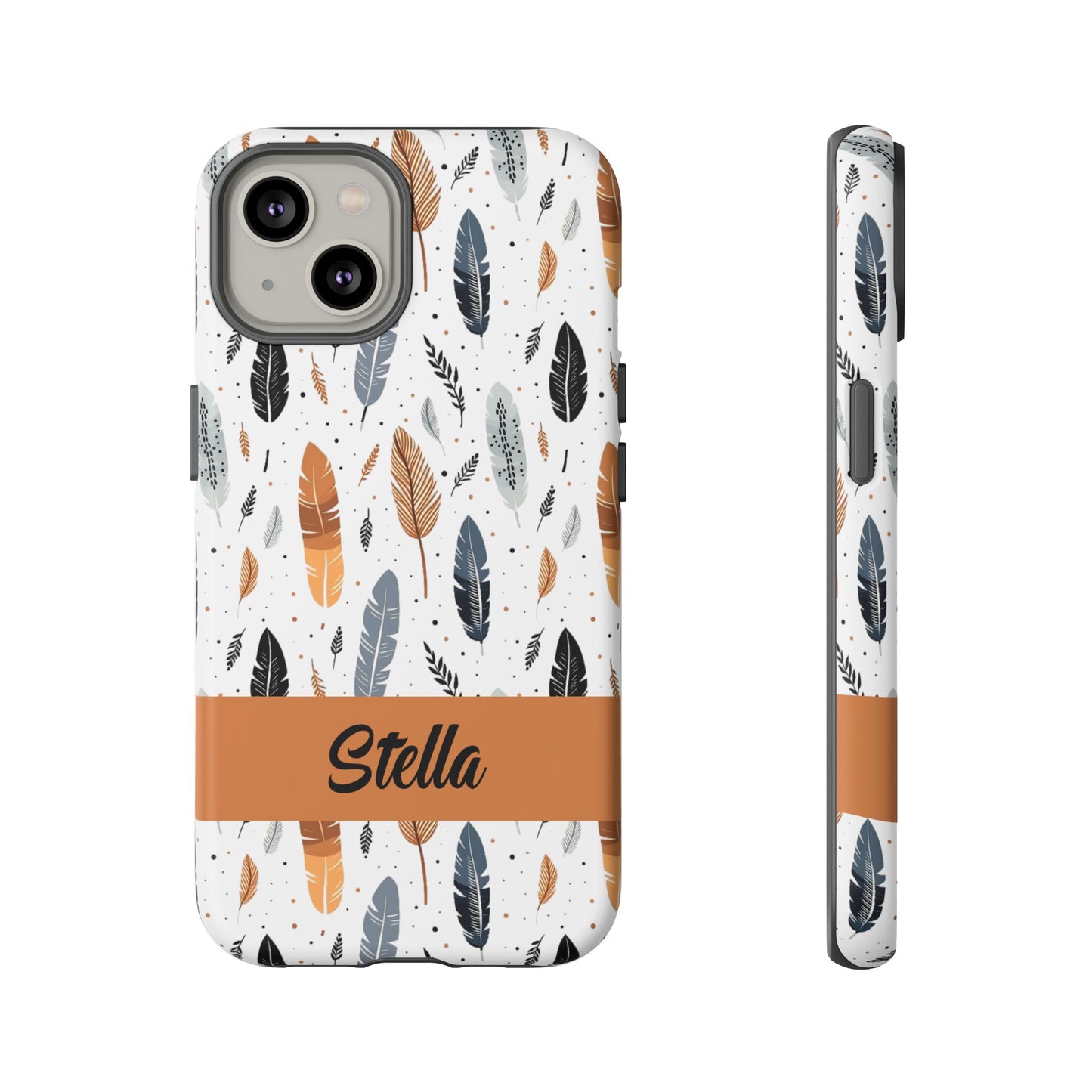 Personalized Whispering Feathers Samsung, Google Pixel and iPhone Case, Custom Name Case.