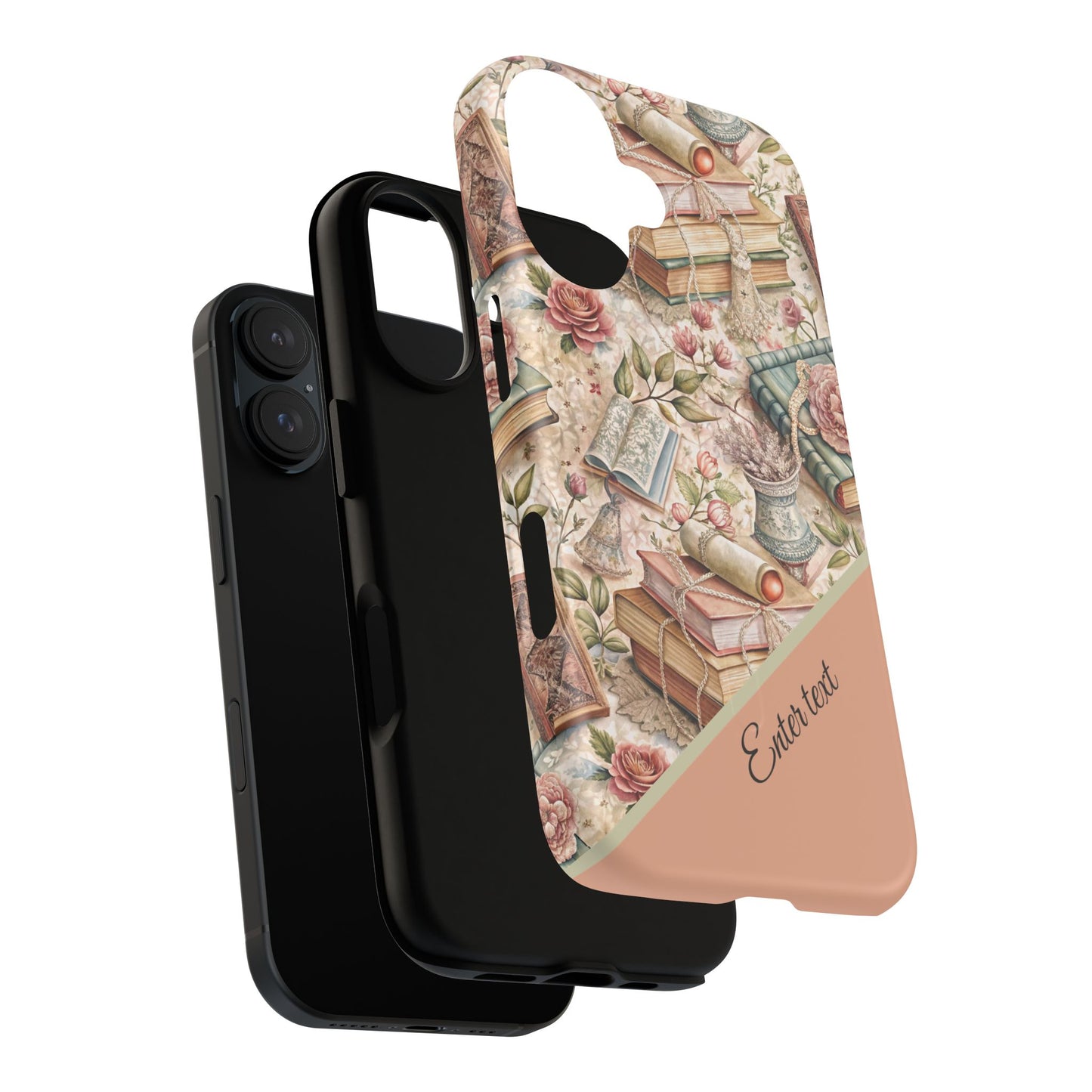 Persoonalized Vintage Book Lover's Tough Magnetic iPhone Case, Literary Gifts, Floral Design, Bookish Aesthetic, Unique Gift for Readers, Protective Case