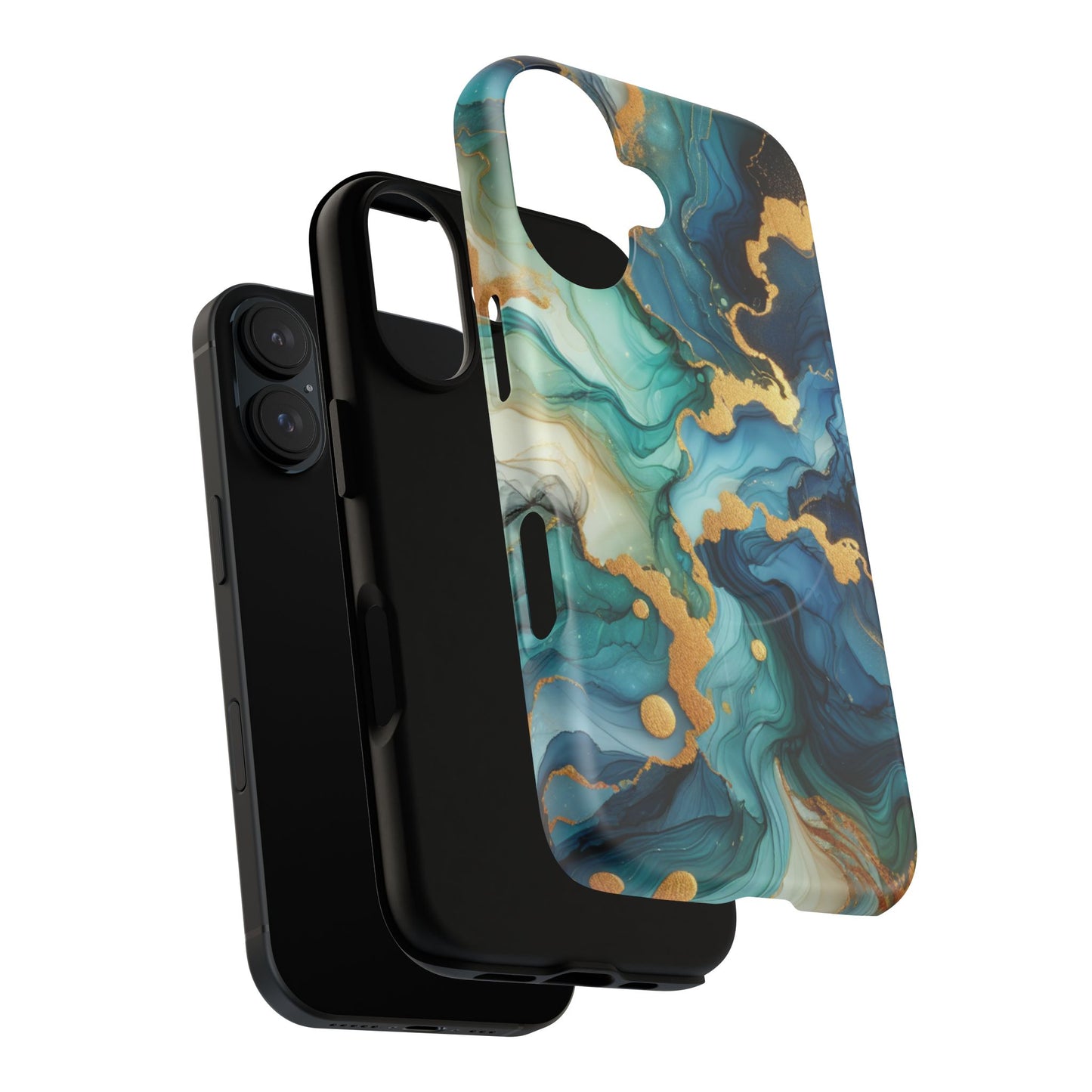 Ocean Quartz Luxe Marble Pattern Tough Magnetic iPhone Case, Phone Accessories, Luxury Gift, Durable iPhone Cover, Unique Design for iPhone Users.
