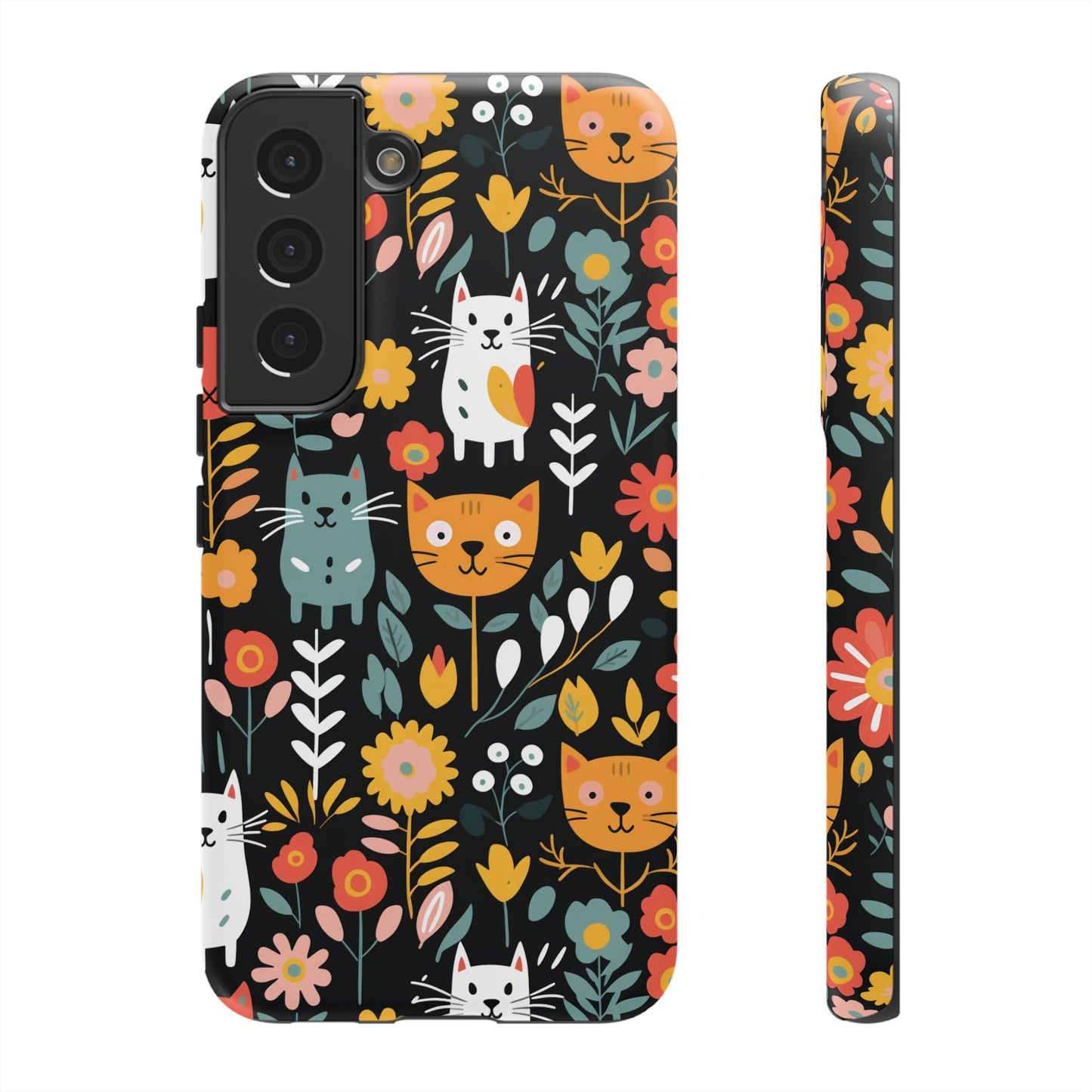 Whimsical Feline Garden iPhone, Samsung or Google Pixel Tough Cases
