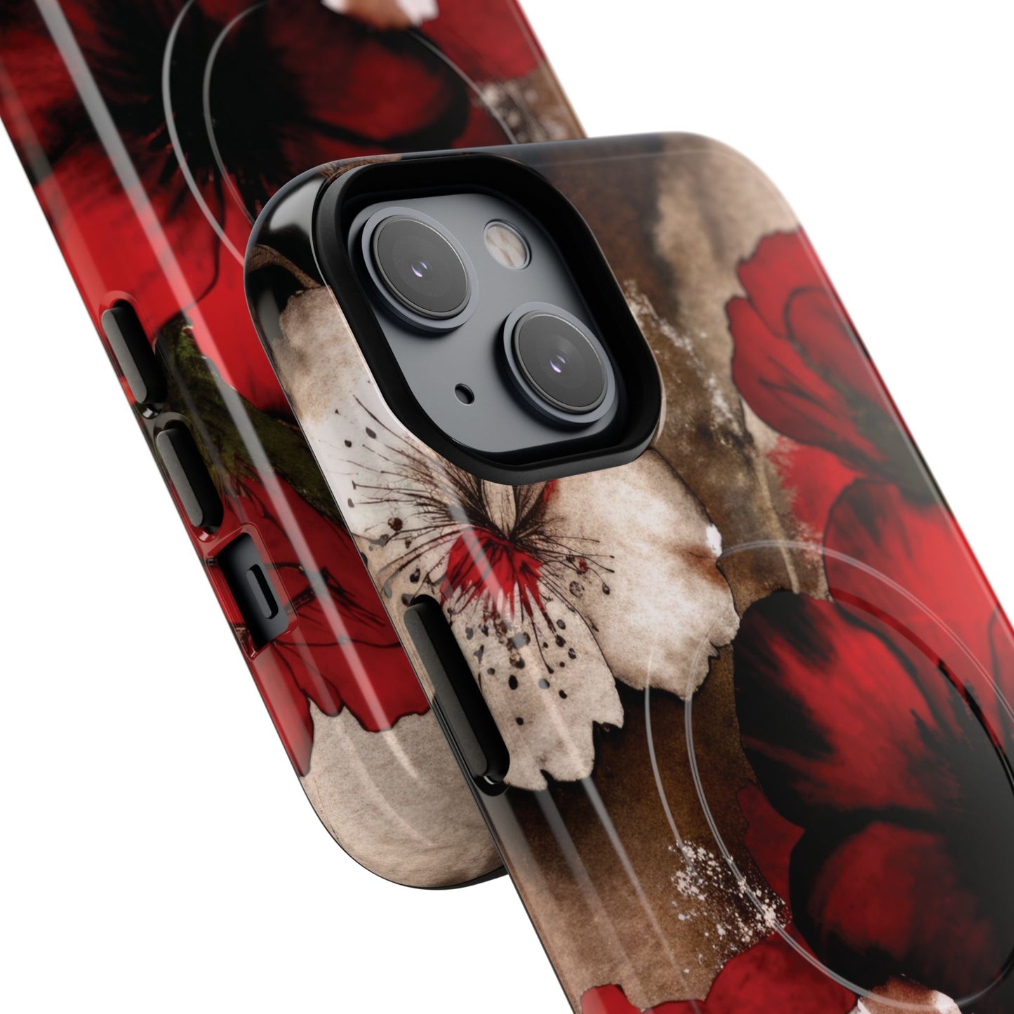 Crimson Noir Tough iPhone Magnetic Cases, Tough iPhone Protector, Stylish Floral Design, Gift for Her, Floral Accessories