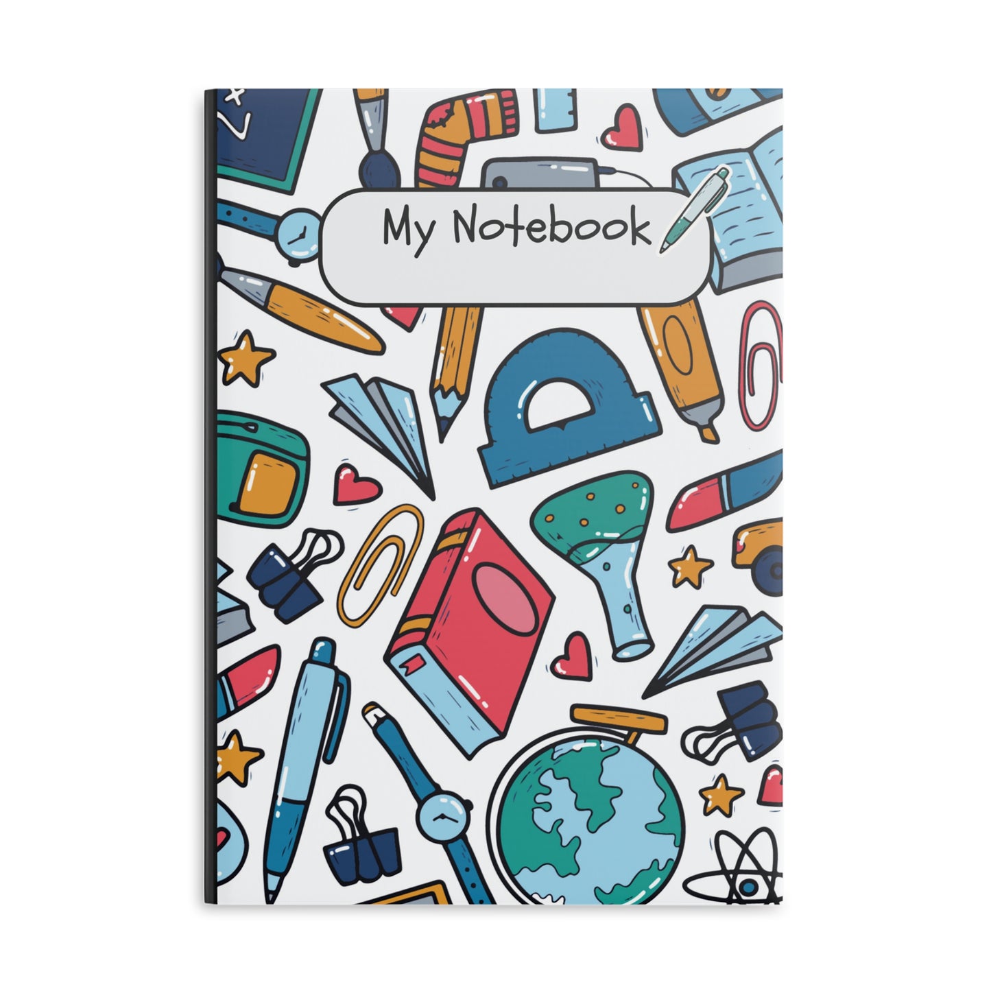 Black School Doodles Hardcover Notebook with Puffy Covers (PY)