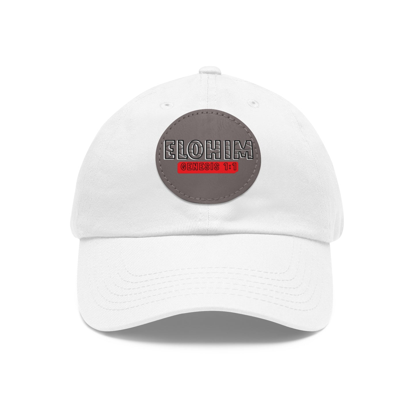 'ELOHIM, GENESIS 1:1- Stylish Dad Hat with Leather Patch | a Unisex Gift, Casual Wear, Summer Accessory, Unique Outdoor Cap, Adjustable Sun Hat, Christian Gift