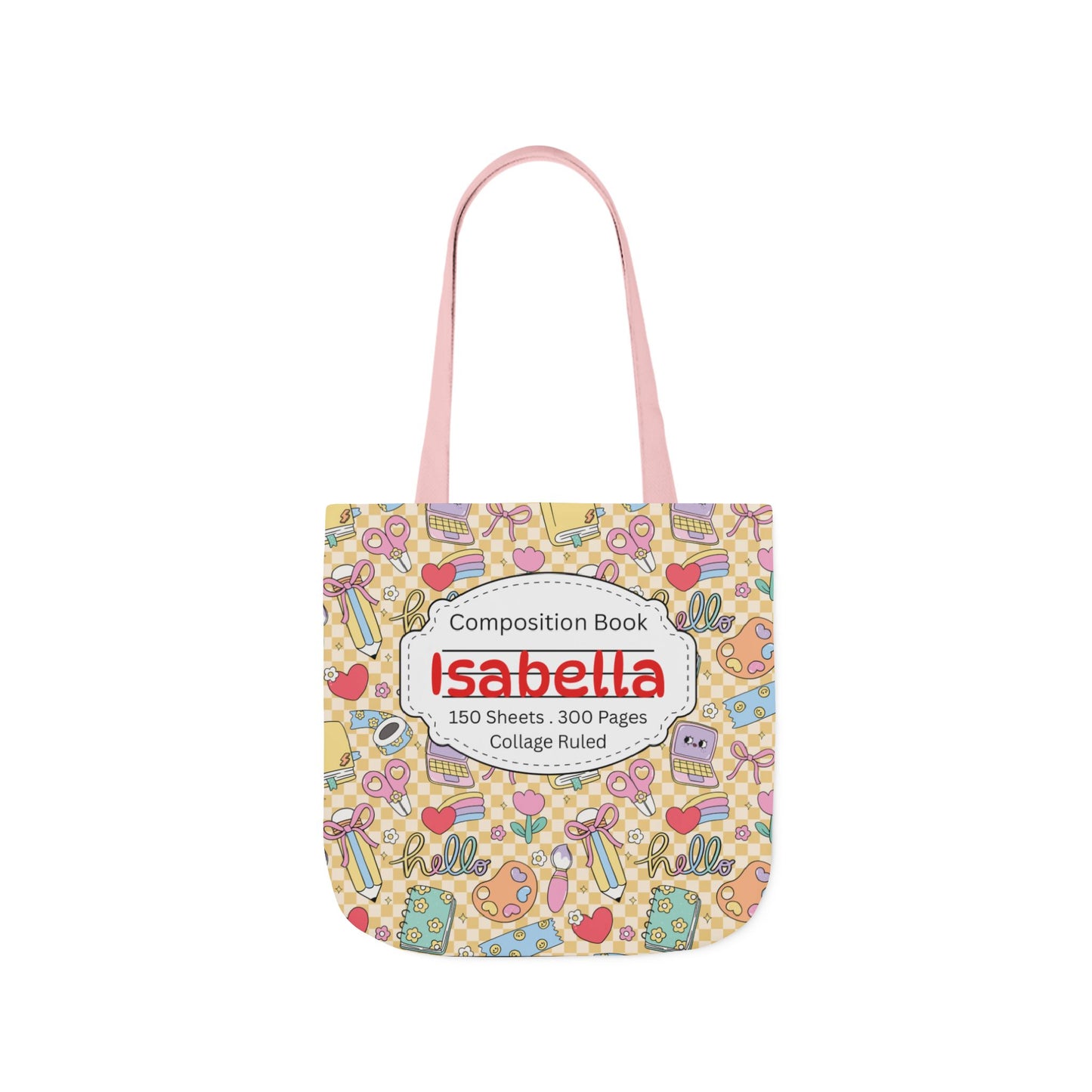 Personalized Doodle Daydream Composition Book Inspired Canvas Tote Bag with Colorful Straps, Cute School Bag, Eco-Friendly Tote, Back to School Shopping Bag, Teacher Gift Idea