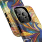 Mosaic Peacock Feathers Magnetic Phone Case, Tough Phone Shell, Vibrant Art Case, Gift for Her, Unique Phone Accessory, Wildlife Lover's Gift, Stained Glass Case.