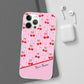 Personalized Cherry Blossom Dreams Flexi Case — Pink Retro Cherry iPhone® 7/8, 11, 12, 13, 14, 15, 16, 17, X/XS, SE, XR, Mini, Pro, Pro Max, Plus Cases.