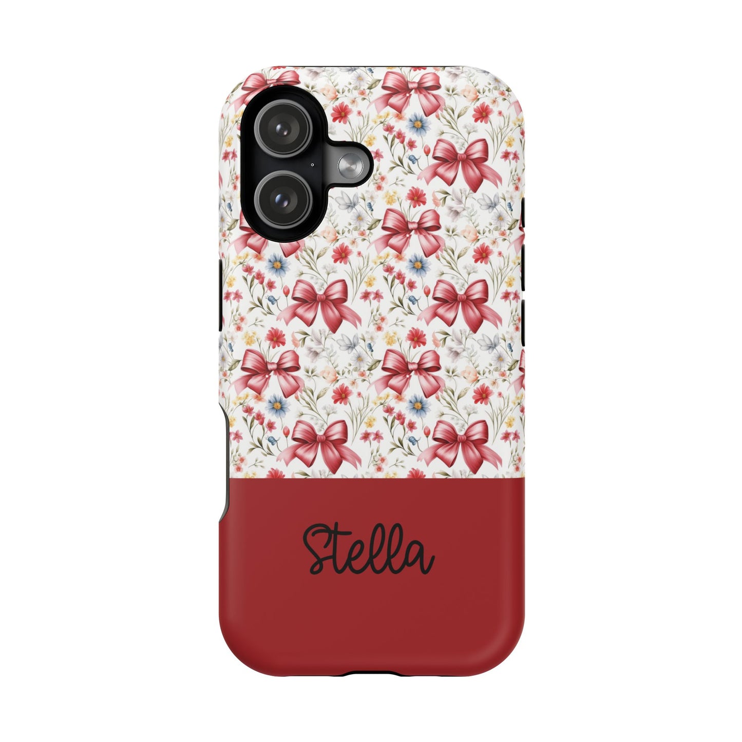 Personalized Rosette Coquette Floral Bow iPhone and Samsung Impact-Resistant Case — Custom Name Case