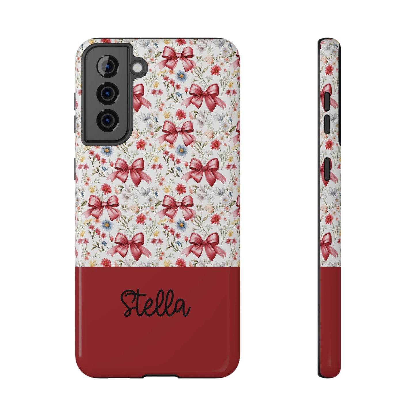 Personalized Rosette Coquette Floral Bow iPhone and Samsung Impact-Resistant Case — Custom Name Case
