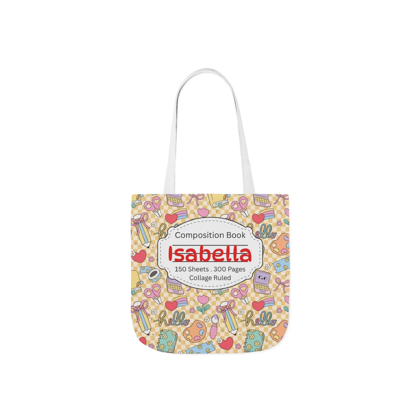Personalized Doodle Daydream Composition Book Inspired Canvas Tote Bag with Colorful Straps, Cute School Bag, Eco-Friendly Tote, Back to School Shopping Bag, Teacher Gift Idea