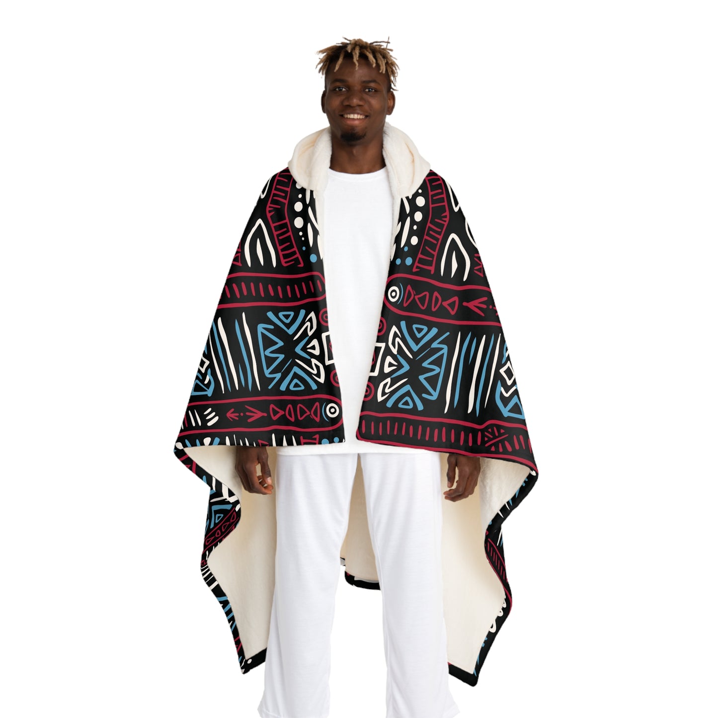 Ethnic Rhythms Snuggle Hooded Sherpa Fleece Blanket