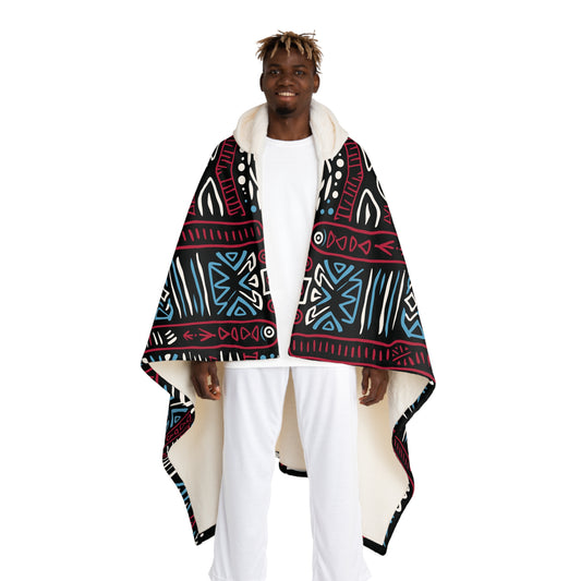 Ethnic Rhythms Snuggle Hooded Sherpa Fleece Blanket