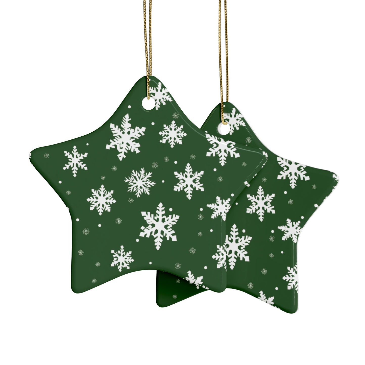 Green Snowflake Elegance Ceramic Ornaments (1pcs, 5pcs, 10pcs, 20pcs)