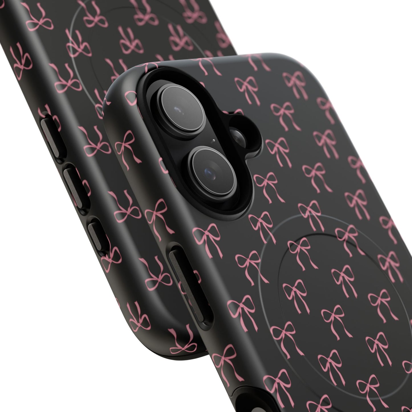 Coquette Chic Bow-Patterned Tough Magnetic iPhone Case, Stylish Gift for Her, Protective iPhone Cover, Trendy Accessory, iPhone Birthday Gift, Fashionable Tech