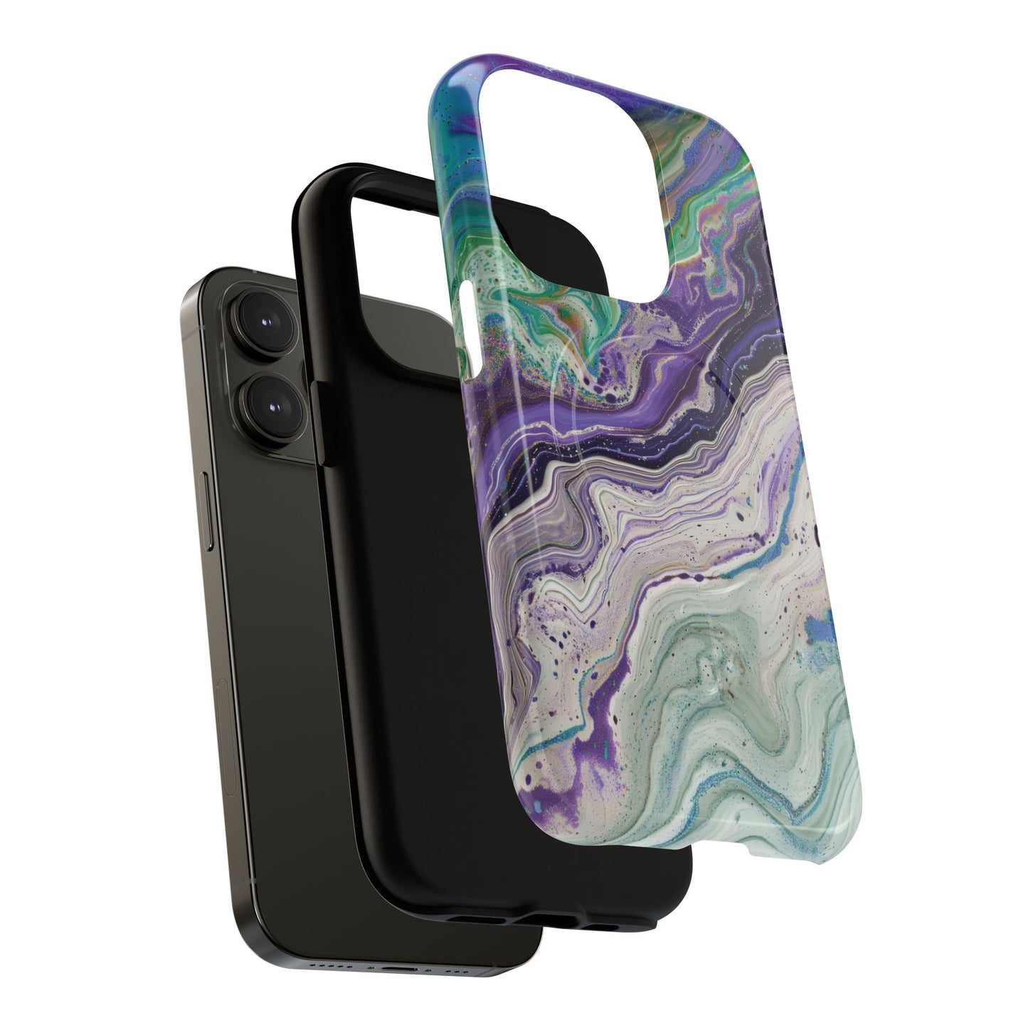 Stylish Purple Acrylic Tough Magnetic iPhone Cases, Unique Protective Cases for iPhone, Colorful Marble Design, Great Gift for iPhone Lovers