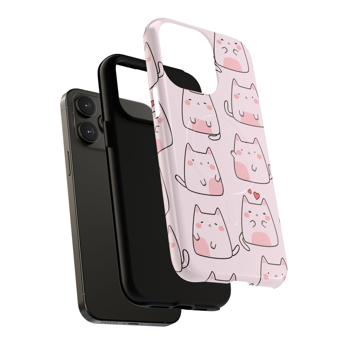 Cute Cat Magnetic iPhone Case, Tough iPhone Cover, Cat Lover Gift, Kawaii Style Case, Pet-Themed Gift