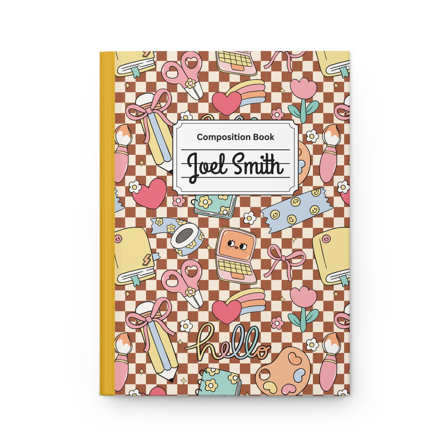 Custom Brown Doodle Daydream Composition Book Inspired Ruled Hardcover Journal for Kids, Fun School Notebook, Customizable Composition Book, Back to School Gift, Learning Organizer