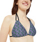 Purple Tropical Bliss Strappy Triangle Bikini Top (AOP)- (PY)