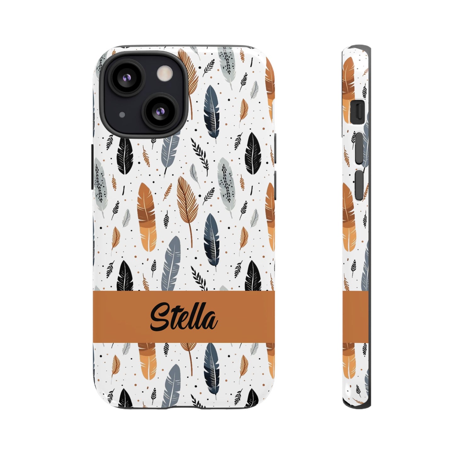 Personalized Whispering Feathers Samsung, Google Pixel and iPhone Case, Custom Name Case.
